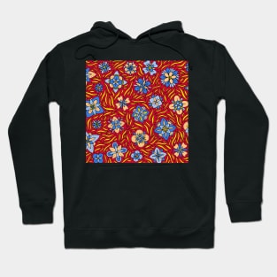 Blue and Orange Flowers Hoodie